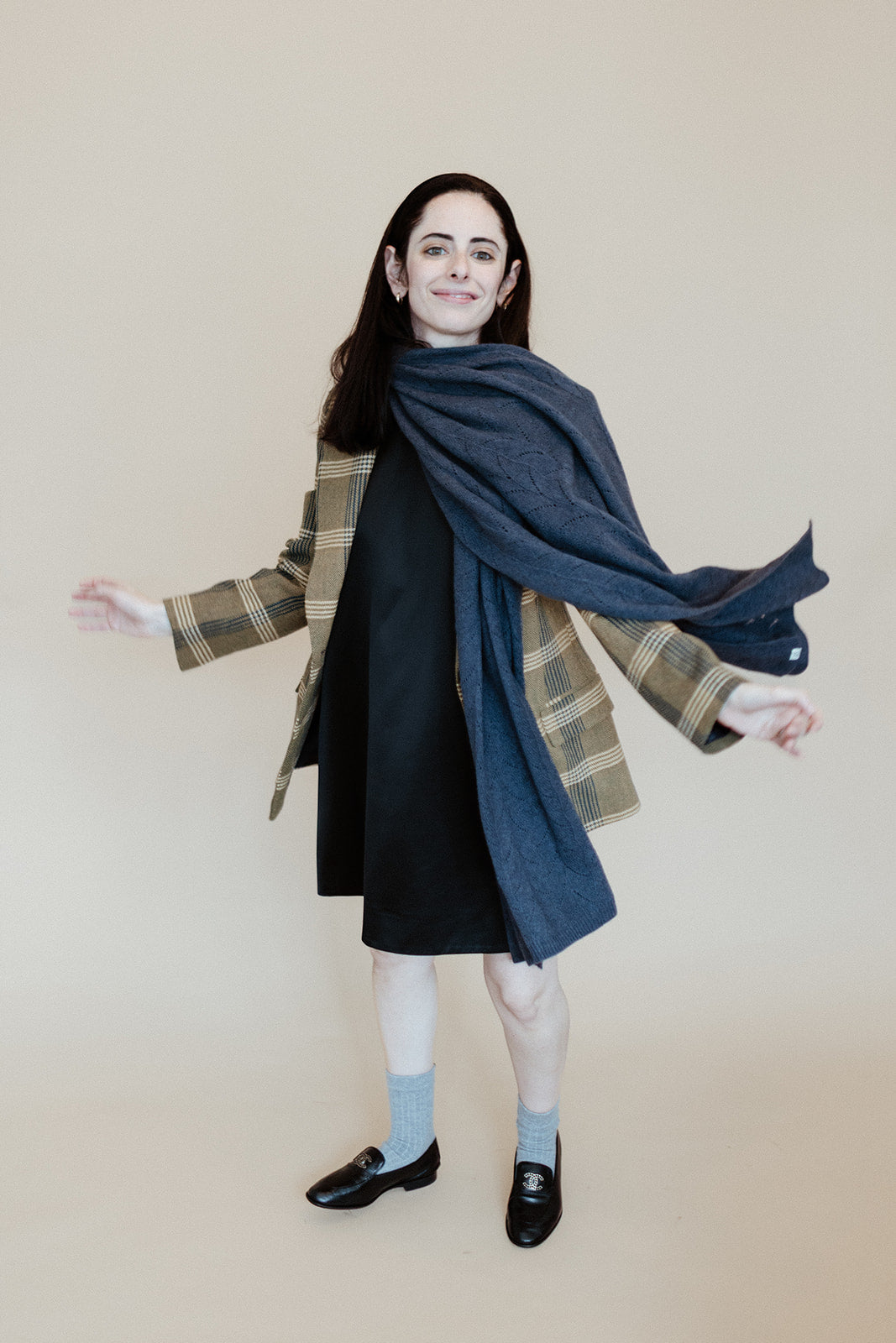 Crescent Lattice Cashmere Wrap